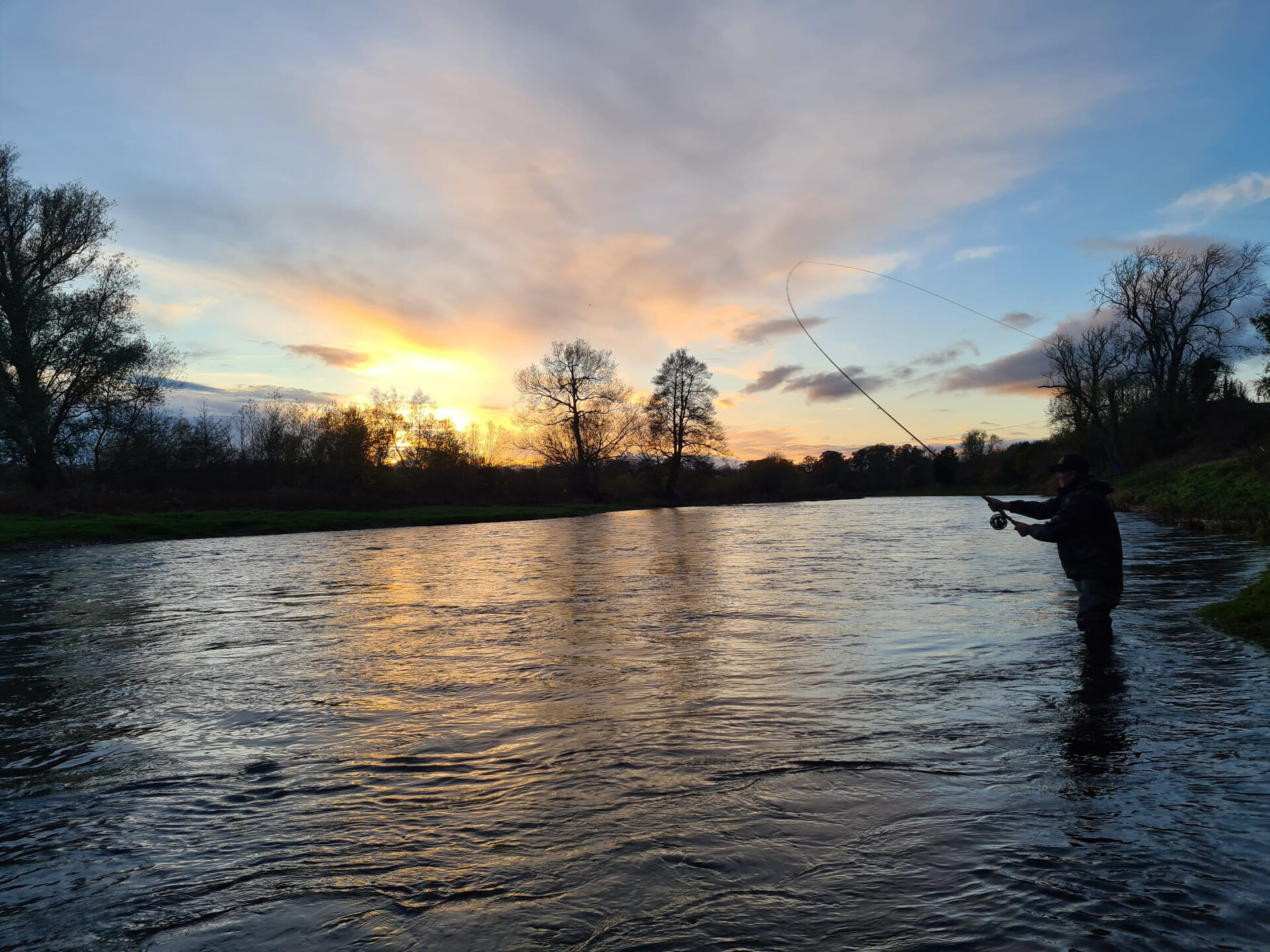 Casting into the last light of the day on the Tweed